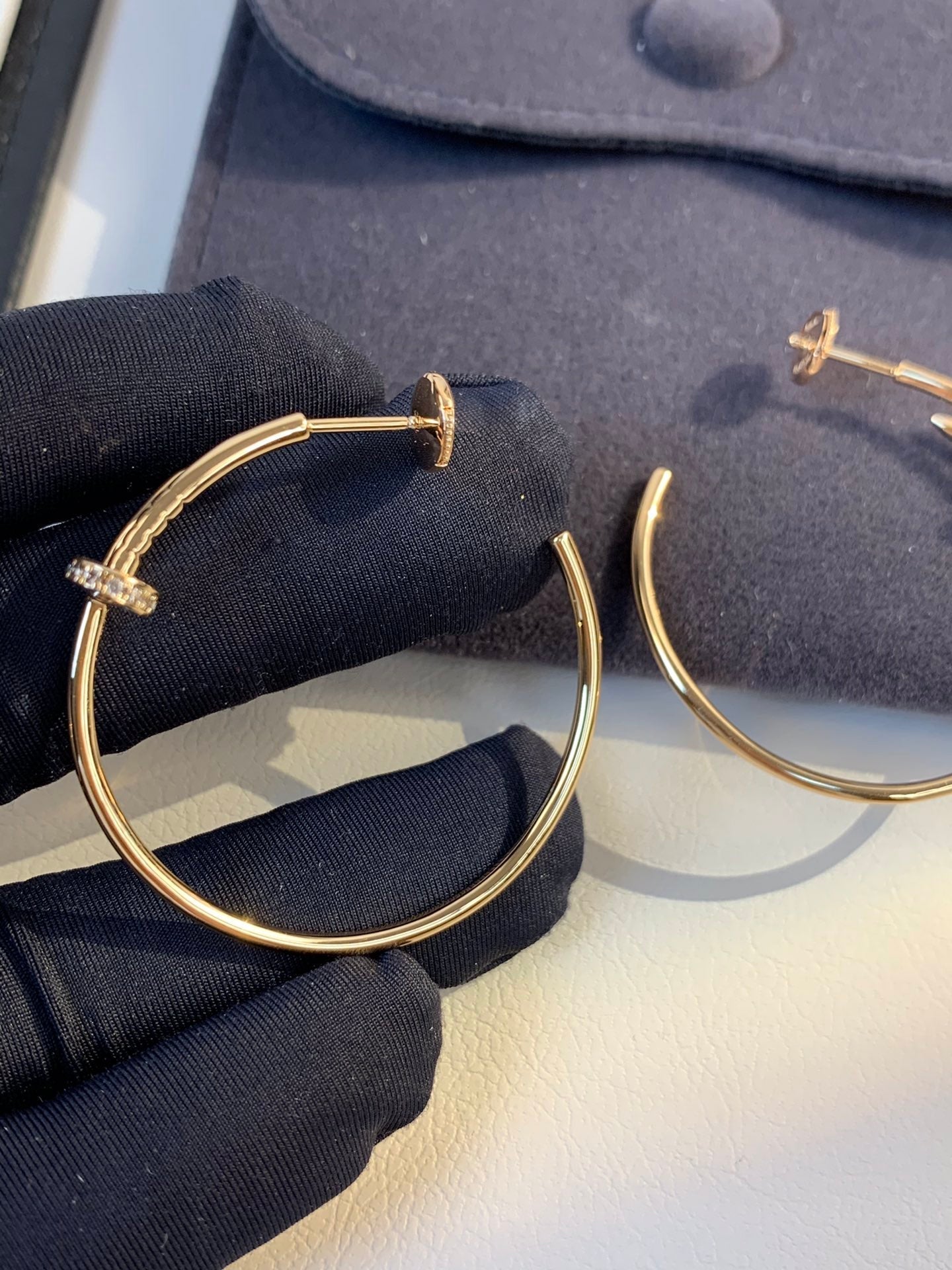 [⭐JeweliWhal]JUSTE EARRINGS GOLD DIAMONDS 1.8MM