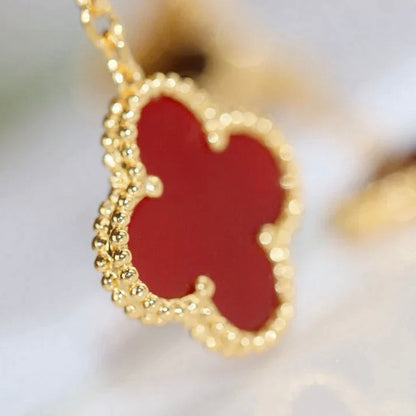 [⭐JeweliWhal]CLOVER 2 MOTIF TIGER EYE CARNELIAN EARRINGS