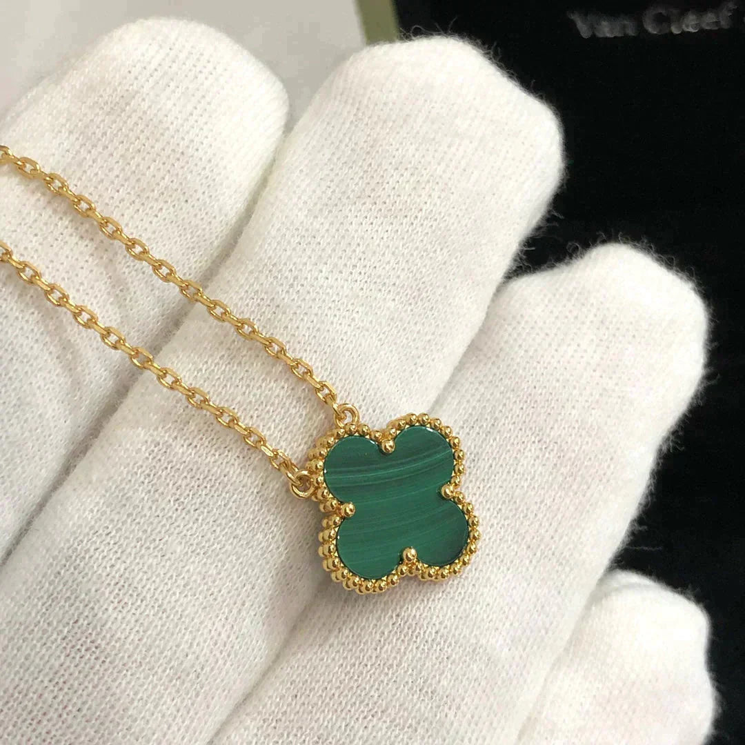 [⭐JeweliWhal]CLOVER عقد بقلادة زهرة واحدة من الملكيت مقاس 15 ملم
