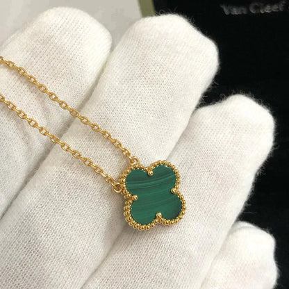 [⭐JeweliWhal]CLOVER عقد بقلادة زهرة واحدة من الملكيت مقاس 15 ملم