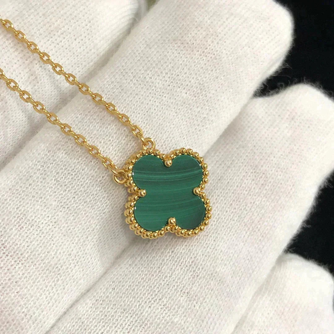 [⭐JeweliWhal]CLOVER عقد بقلادة زهرة واحدة من الملكيت مقاس 15 ملم