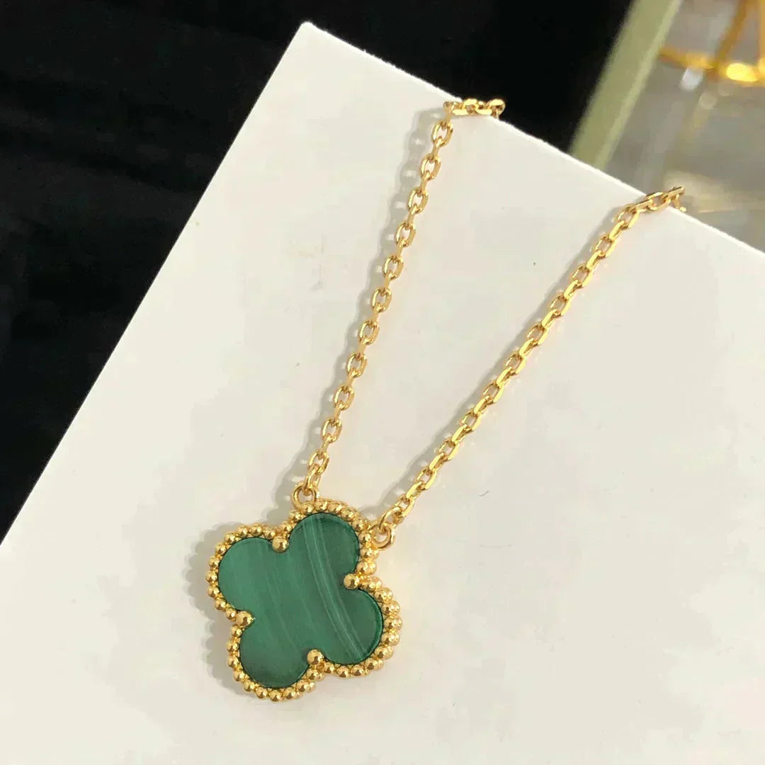 [⭐JeweliWhal]CLOVER عقد بقلادة زهرة واحدة من الملكيت مقاس 15 ملم