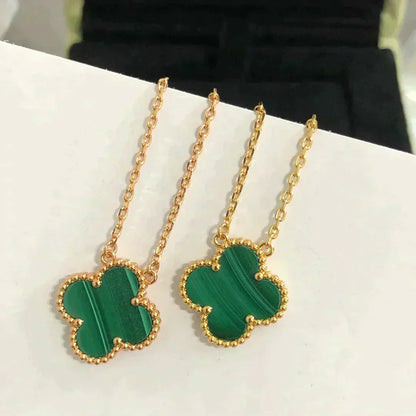 [⭐JeweliWhal]CLOVER عقد بقلادة زهرة واحدة من الملكيت مقاس 15 ملم
