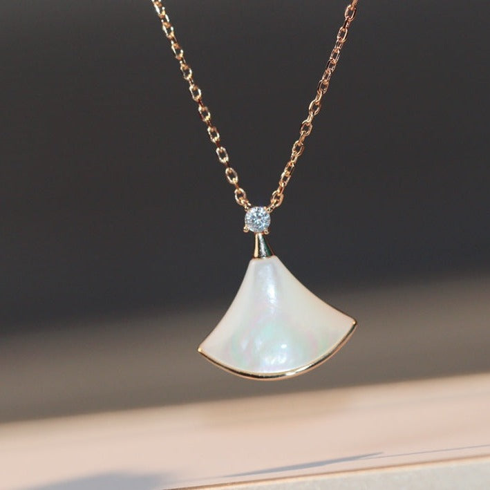[⭐JeweliWhal]DREAM NECKLACE WHITE MOP PINK GOLD 1 DIAMOND