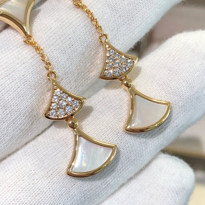 [⭐JeweliWhal]DREAM EARRINGS 3 MOTIFS DIAMOND MOP PINK GOLD