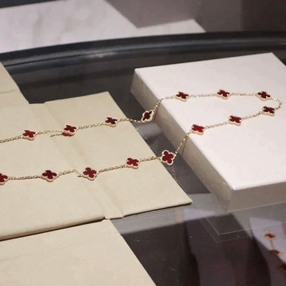 [⭐JeweliWhal] قلادة CLOVER 20 MOTIFS CARNELIAN