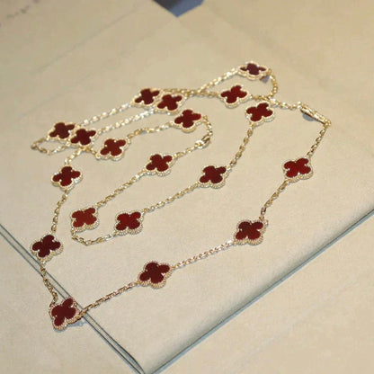 [⭐JeweliWhal] قلادة CLOVER 20 MOTIFS CARNELIAN