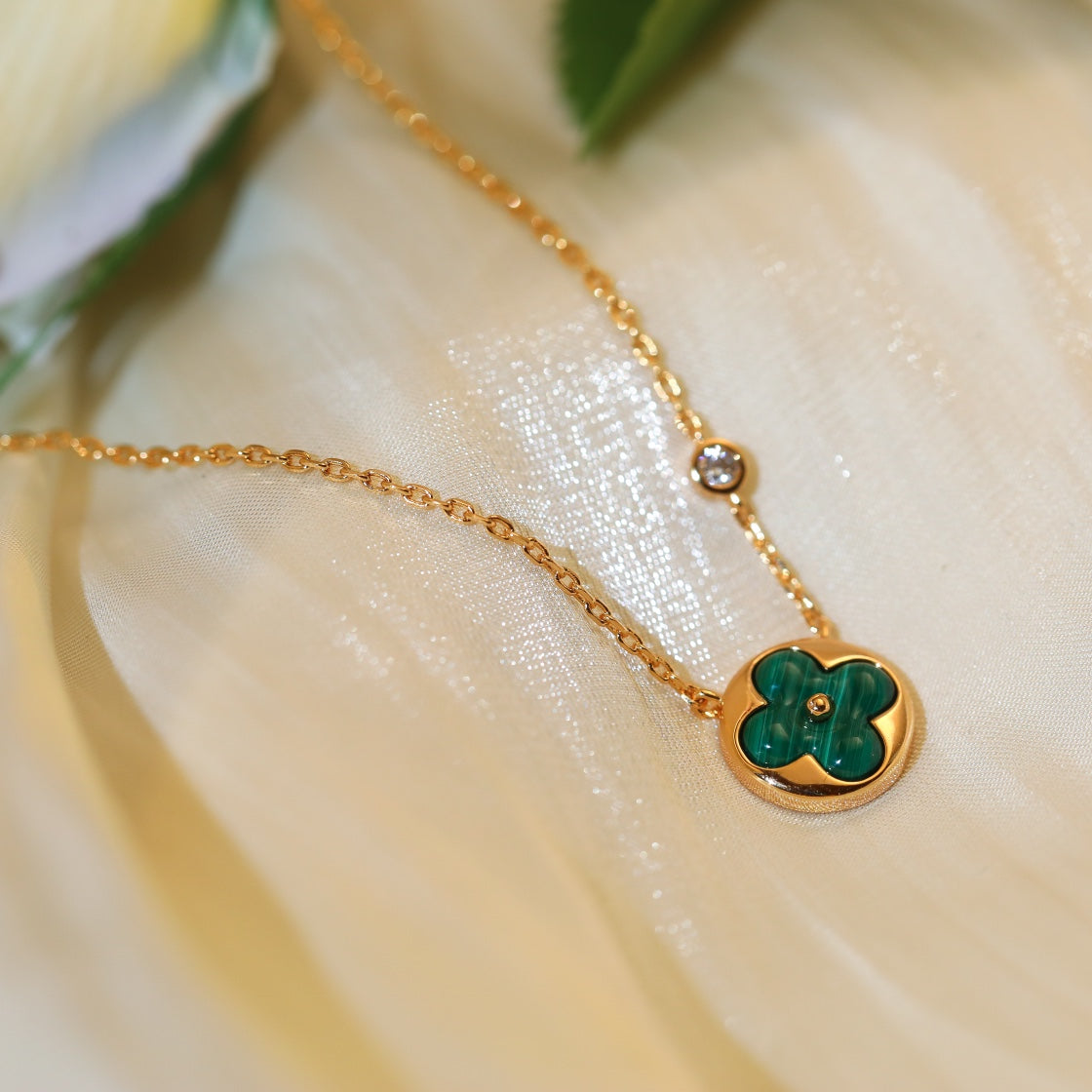 [⭐JeweliWhal]SUN PEDANT PINK GOLD 1 DIAMOND NECKLACE
