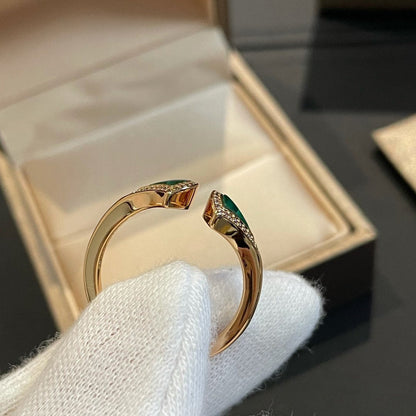 [⭐JeweliWhal]DREAM MALACHITE DIAMOND OPEN RING