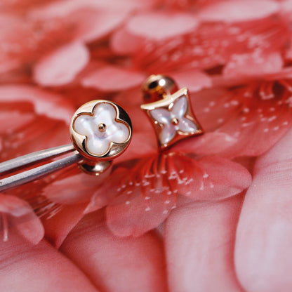 [⭐JeweliWhal]STAR AND SUN PINK GOLD MOP STUD EARRINGS