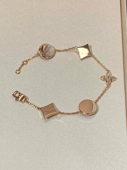 [⭐JeweliWhal]STAR AND SUN 5 MOTIF MOP PINK GOLD BRACELET