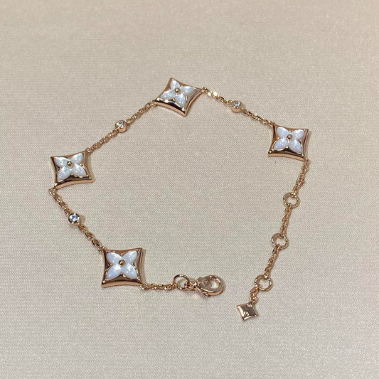 [⭐JeweliWhal]STAR 4 MOTIF MOP DIAMOND PINK GOLD BRACELET