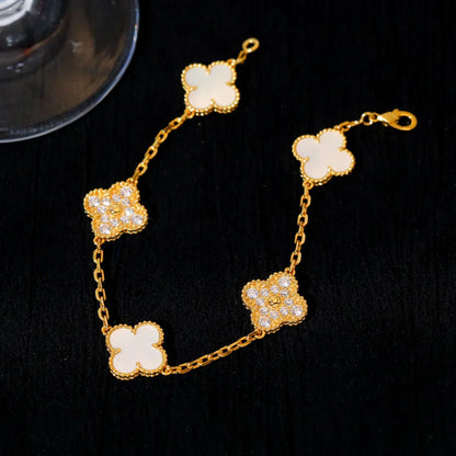 [⭐JeweliWhal]CLOVER WHITE PEARL MOP 5 MOTIF BRACELET COLLECTION