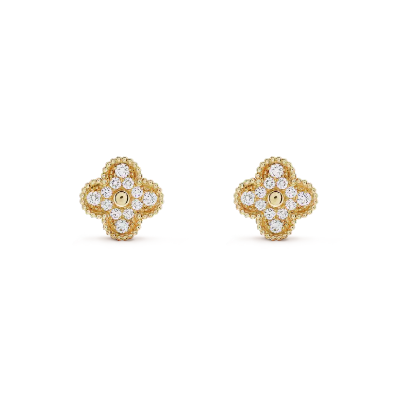[⭐JeweliWhal] أقراط كلوفر متوسطة بفصوص كاملة بتصميم 1 موتييف