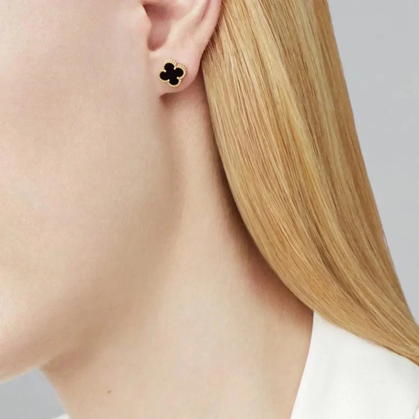 [⭐JeweliWhal] أقراطCLOVER MINI 9.5MM BLACK MOP