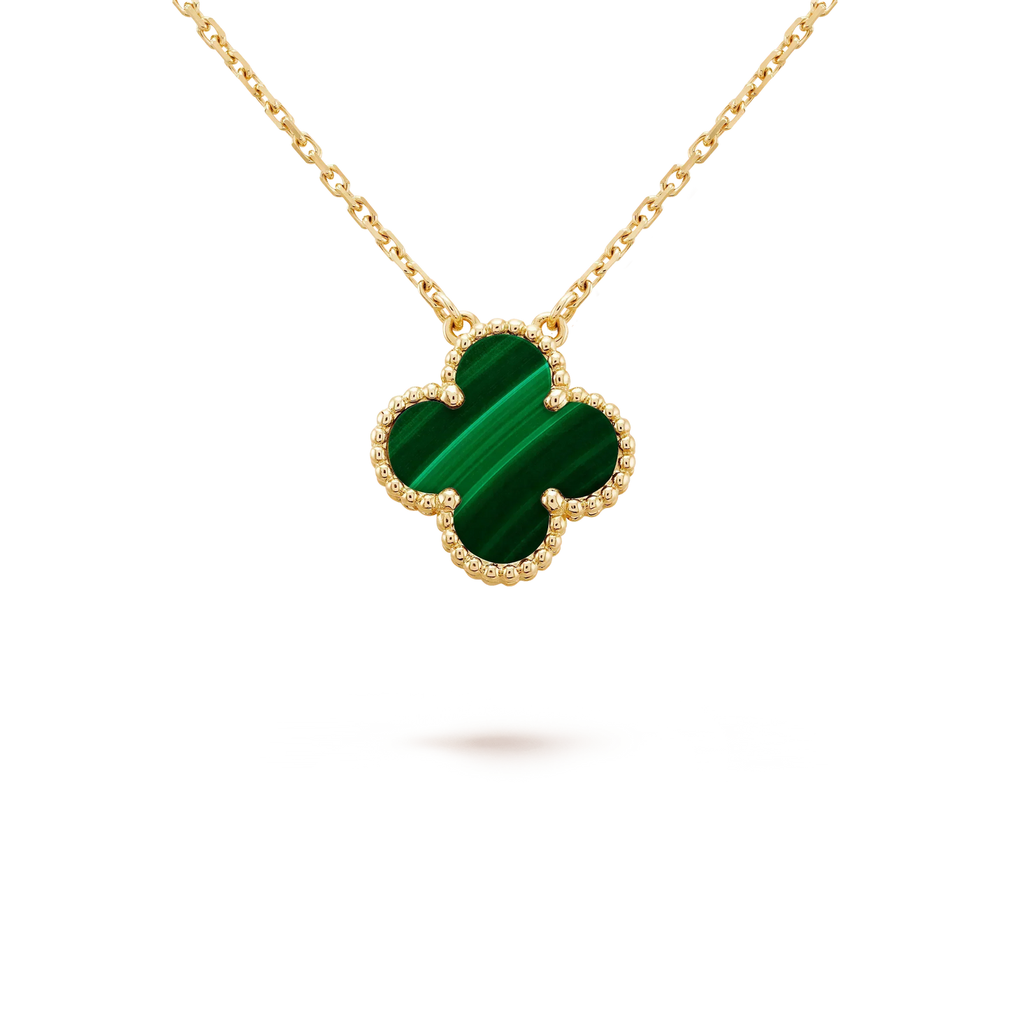 [⭐JeweliWhal]CLOVER عقد بقلادة زهرة واحدة من الملكيت مقاس 15 ملم