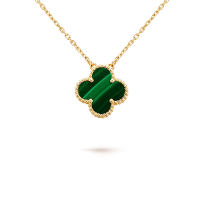 [⭐JeweliWhal]CLOVER عقد بقلادة زهرة واحدة من الملكيت مقاس 15 ملم