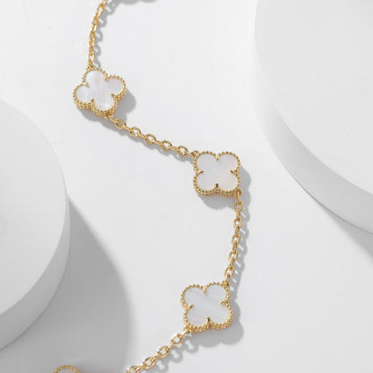 [⭐JeweliWhal]CLOVER 10 MOTIFS WHITE MOTHER OF PEARL NECKLACE