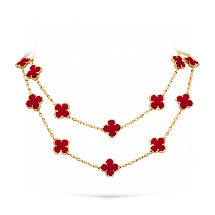 [⭐JeweliWhal] قلادة CLOVER 20 MOTIFS CARNELIAN