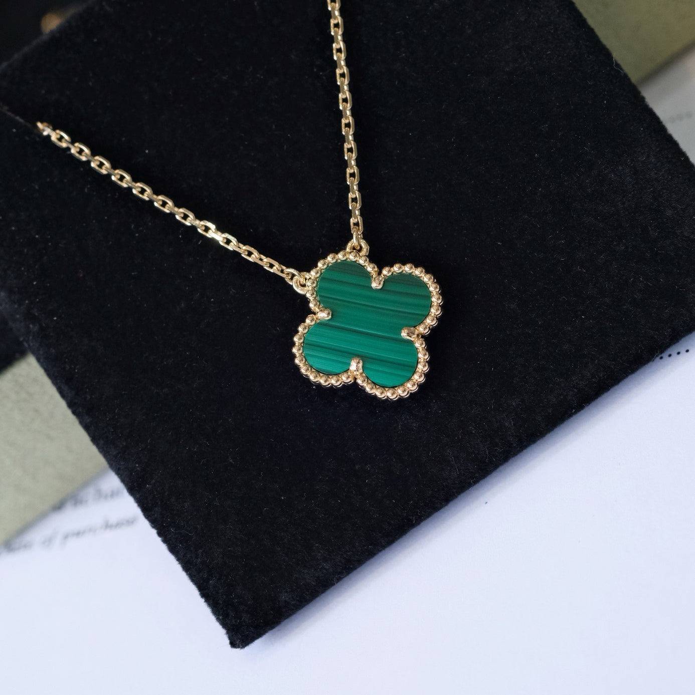 [⭐JeweliWhal]CLOVER عقد بقلادة زهرة واحدة من الملكيت مقاس 15 ملم