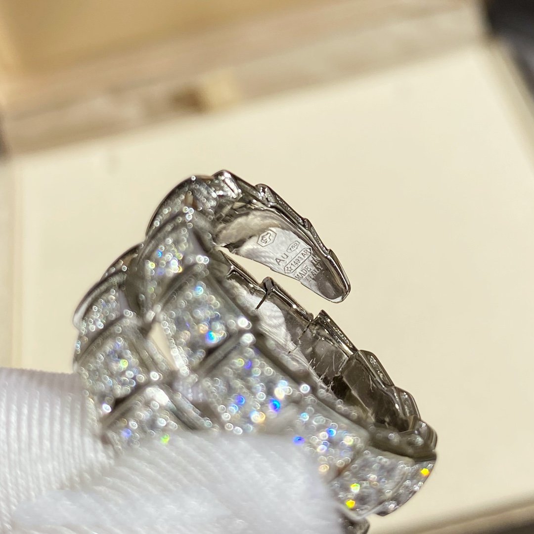 [⭐JeweliWhal]SERPENTI DOUBLE RING SILVER DIAMOND PAVED