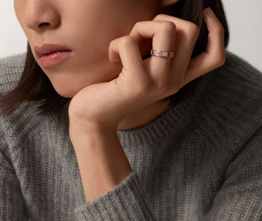 [⭐JeweliWhal]LOVE RING 4mm-wide full-diamond ring Rose Gold