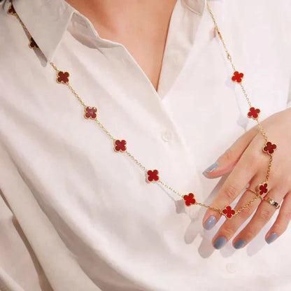 [⭐JeweliWhal] قلادة CLOVER 20 MOTIFS CARNELIAN