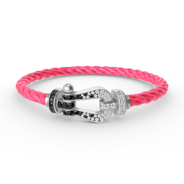 [⭐JeweliWhal]FORCE LARGE HORSESHOE BLACK WHITE DIAMOND BRACELET SILVER