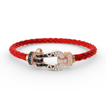 [⭐JeweliWhal]FORCE LARGE HORSESHOE BLACK WHITE DIAMOND BRACELET ROSE GOLD