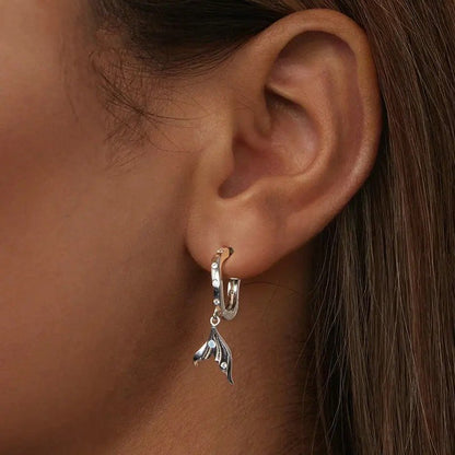 أقراط مطلية بالذهب بتصميم ذيل السمكة، لا تسبب الحساسية، هدية SCE1744