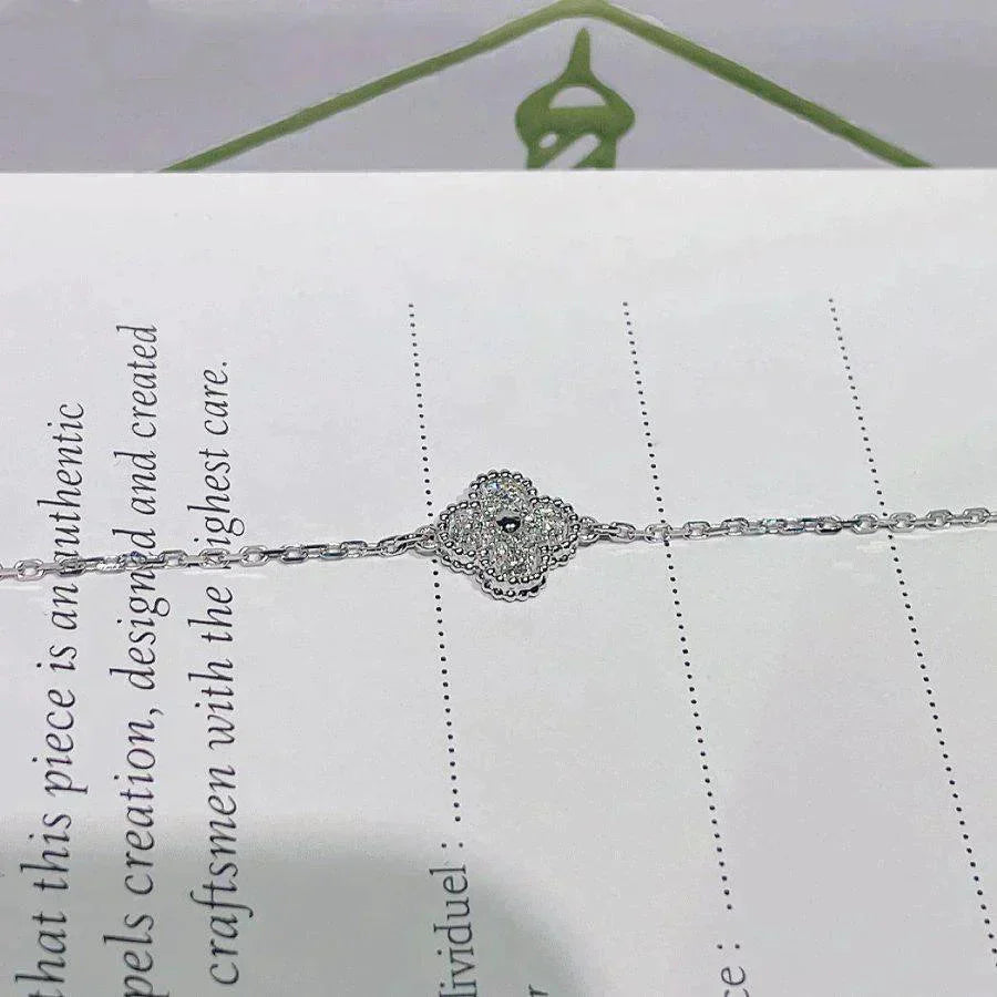 [⭐JeweliWhal]CLOVER  سوار زهرة مفردة فضي