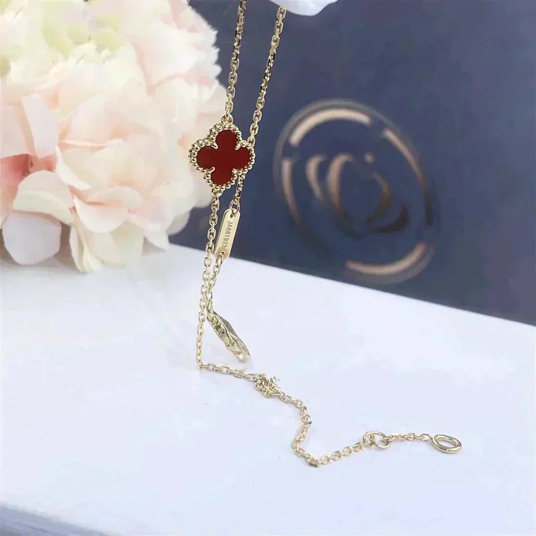 [⭐JeweliWhal]سوار CLOVER CARNELIAN ذو الزهرة الواحدة
