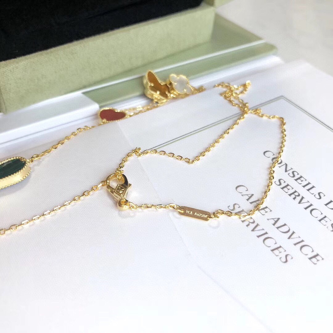 [⭐JeweliWhal]LUCKY SPRING 4 MOTIFS ROSE GOLD NECKLACE
